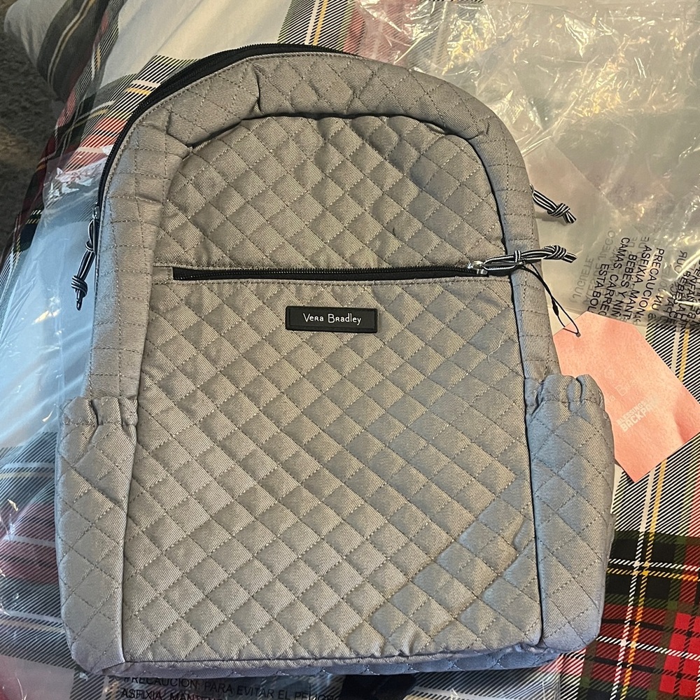 Vera Bradley Quilted Gray Backpack